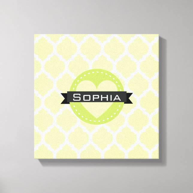 Sage Green Moroccan Lattice Pattern Canvas Print (Front)