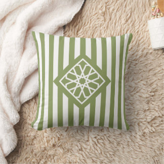 Sage Green Moroccan Zellige Flower Symbol Cushion