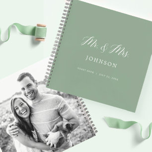 Sage Green Mr. & Mrs Photo Wedding Guest Book