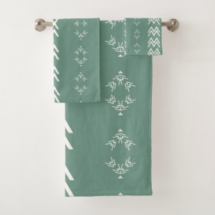 Sage Green Mud-Cloth Bath Towel Set