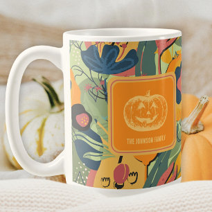 Sage Green Mustard Fall Floral Pumpkin Coffee Mug