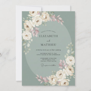Sage Green Muted Woodland Wedding Invitation