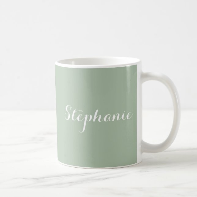 Sage Green Name Modern Elegant Monogram Boho Coffee Mug (Right)