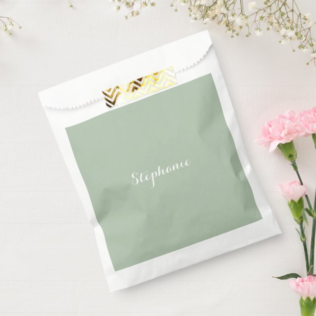 Sage Green Name Modern Elegant Monogram Boho Favour Bags (Sealed)