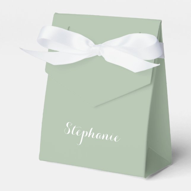 Sage Green Name Modern Elegant Monogram Boho Favour Box (Front Side)