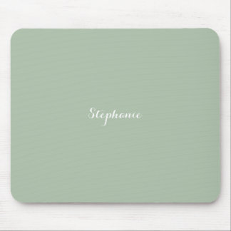 Sage Green Name Modern Elegant Monogram Boho Mouse Pad