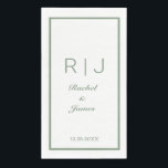 Sage Green Name Monogram Elegant Minimal Wedding Napkin<br><div class="desc">Designed with text templates for monogrammed initials,  name and date which you can customise!</div>