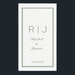 Sage Green Name Monogram Elegant Minimal Wedding Napkin<br><div class="desc">Designed with text templates for monogrammed initials,  name and date which you can customise!</div>