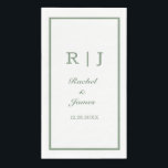 Sage Green Name Monogram Minimal Elegant Wedding Napkin<br><div class="desc">Designed with text templates for monogrammed initials,  name and date which you can customise!</div>