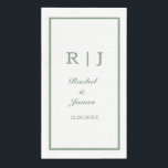 Sage Green Name Monogram Minimal Elegant Wedding Napkin<br><div class="desc">Designed with text templates for monogrammed initials,  name and date which you can customise!</div>