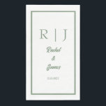 Sage Green Name Monogram Minimal Elegant Wedding Napkin<br><div class="desc">Designed with text templates for monogrammed initials,  name and date which you can customise!</div>