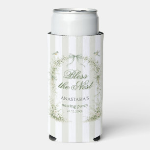 Sage Green Nesting Party Baby Shower Seltzer Can Cooler