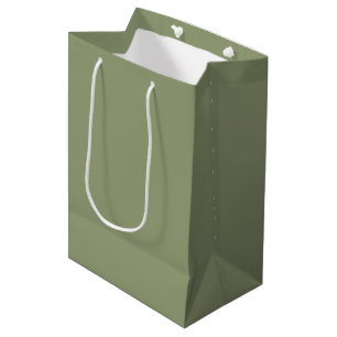 Sage Green Neutral Elegant Solid Plain Color Medium Gift Bag