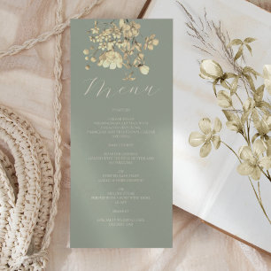 Sage Green Neutral Floral Wedding Menu