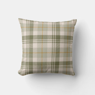 Sage Green Neutral Plaid Cushion