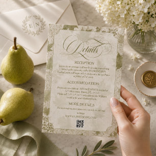 Sage Green Neutral Wedding Details Enclosure Card