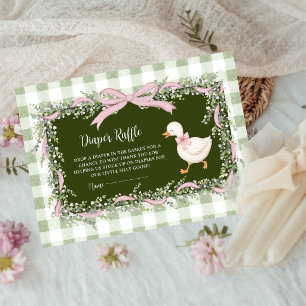Sage Green New Silly Goose Gingham Diaper Raffle Enclosure Card