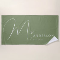 Sage Green Newlyweds Name Personalised Honeymoon