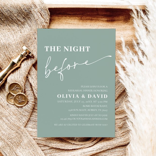 Sage Green Night Before Rehearsal Dinner Invite (Creator Uploaded)