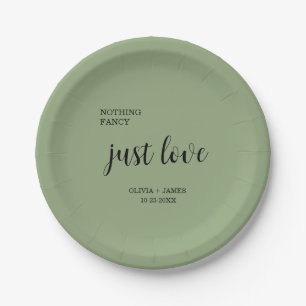 Sage Green Nothing Fancy Just Love Wedding   Paper Plate