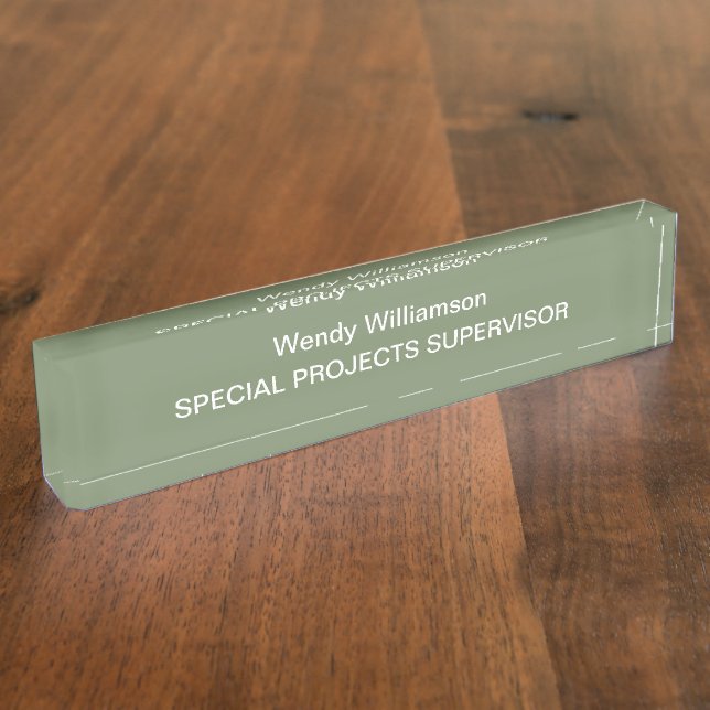Sage Green Office Desk Nameplate (Side)