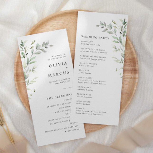 Sage Green Olive Botanical Elegant Wedding Program Programme (Creator Uploaded)
