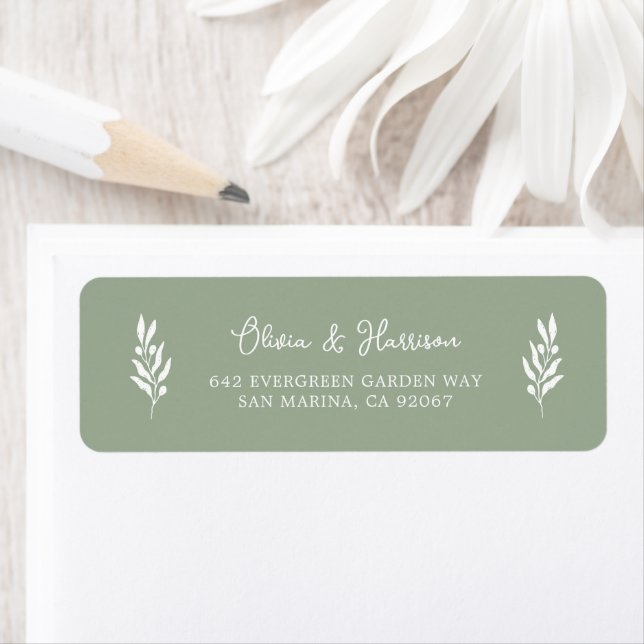 Sage Green Olive Branch Address Label (Insitu)