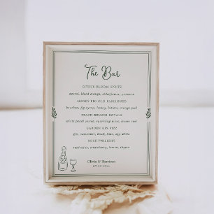 Sage Green Olive Branch Bar Menu Sign