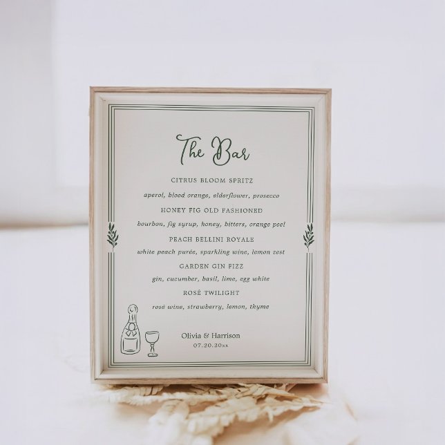 Sage Green Olive Branch Bar Menu Sign (Creator Uploaded)