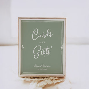 Sage Green Olive Branch Cards and Gifts Sign