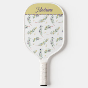 Sage Green Olive Branch Custom Name Pickleball Paddle