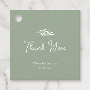 Sage Green Olive Branch Garden Wedding Favour Tag