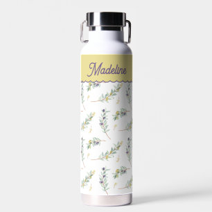 Sage Green Olive Branch Monogram Name Water Bottle