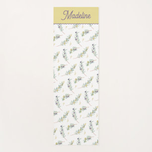 Sage Green Olive Branch Monogram Name Yoga Mat