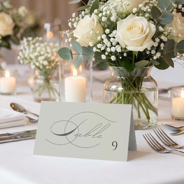 Sage Green Olive Branch Monogram Wedding Table  Place Card (Creator Uploaded)