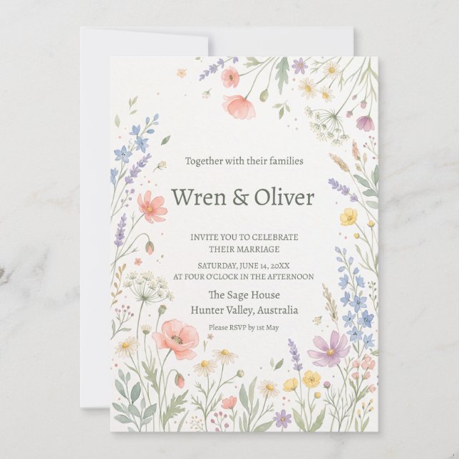 Sage Green Olive Branch Wedding Invitation (Front)