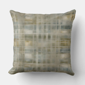 Sage Green Olive Dusty Blue Farmhouse Plaid Cushion