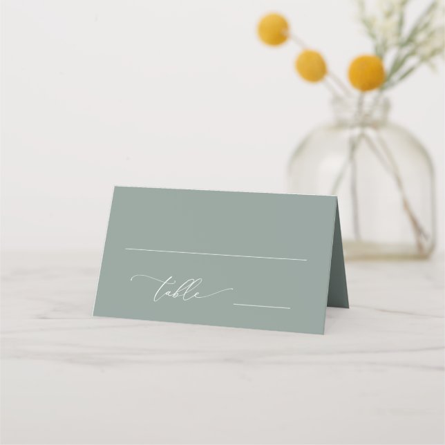 Sage Green Olive Green Minimalist 4 Wedding Place Card (Front)