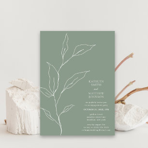Sage Green Olive Leaf Branch Engagement Party Invitation