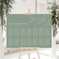 Sage Green Olive Leaf Wedding 14 Table Seating
