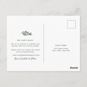 Sage Green Olive Wedding Save the Date Postcard