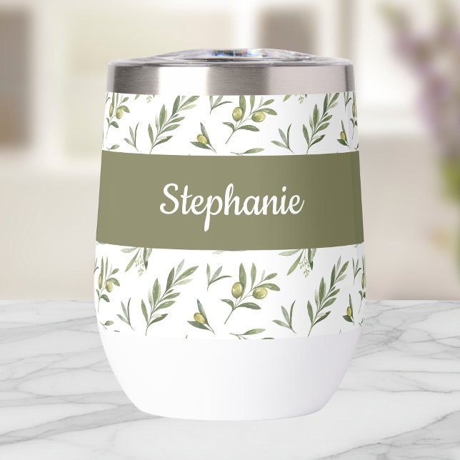 Sage Green Olives Watercolor Monogram Name (Creator Uploaded)