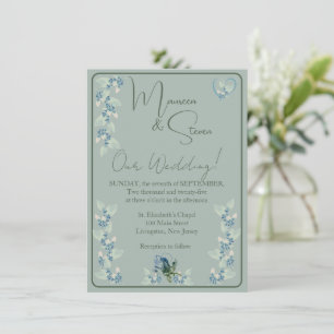 Sage Green on Green Floral Wedding Invitation