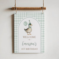 Sage Green One Lucky Duck 1st Birthday Welcome