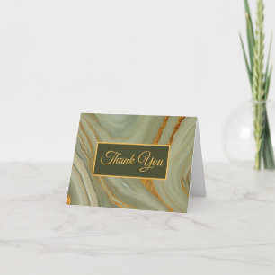 Sage Green Onyx Stone with Gold Veining Thank You Card