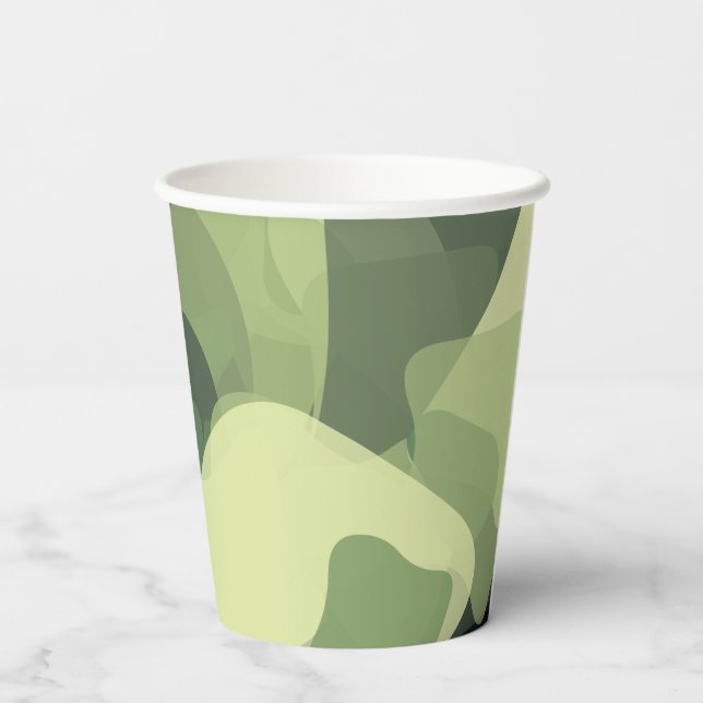 Sage Green Organic Abstract Pattern Paper Cups (Back)