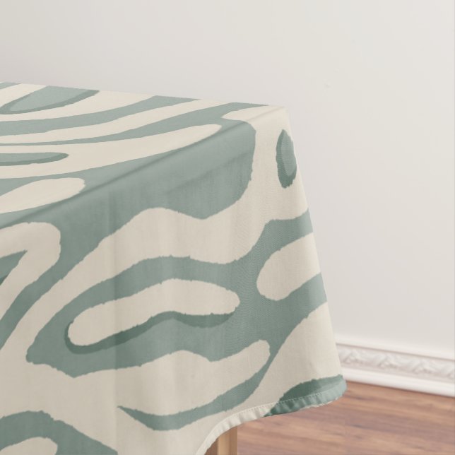 Sage green organic geometric bohemian flow tablecloth (In Situ)