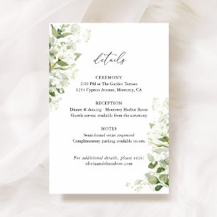 Sage Green Organic Greenery Wedding Details, Info Enclosure Card