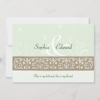 Sage Green Ornamental Frieze Wedding Invitation