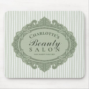 Sage Green Ornate Bow Frame Salon Mouse Pad